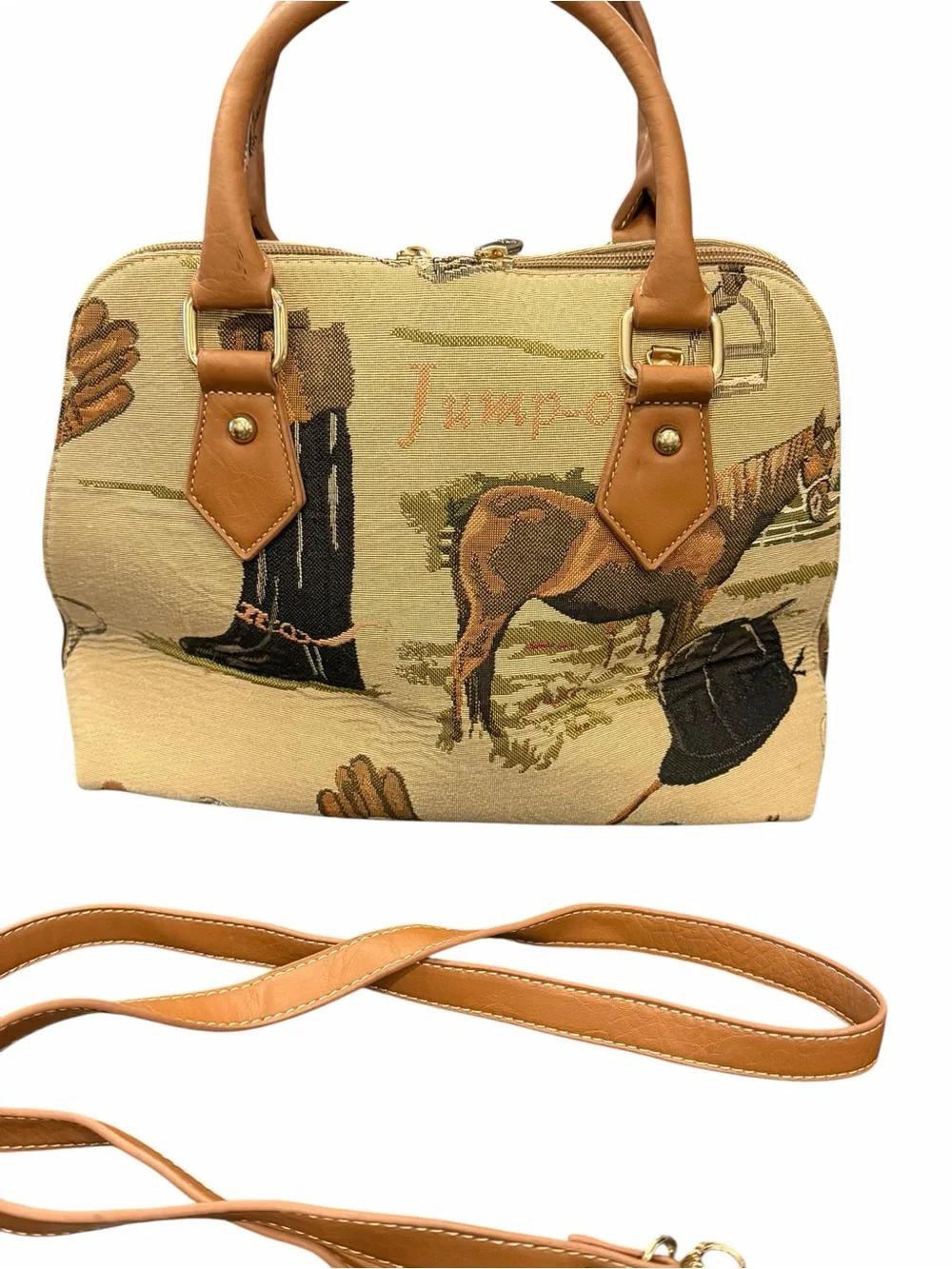 Signare Tapestry Equestrian Top Handle Bag Horses Satchel Crossbody Western